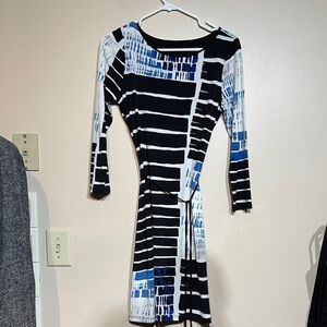 Ivanka Trump Black and Blue Patterned Dress